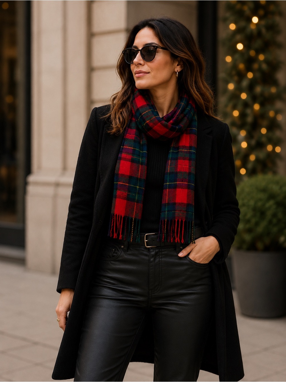 Unisex 100% cashmere Red & Green Tartan Plaid Scarf made in Scotland